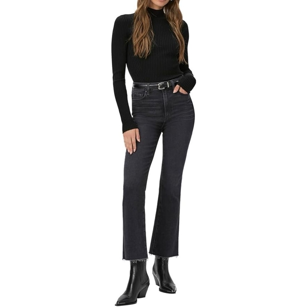 PAIGE Claudine High Rise Ankle Flare Jeans in Black Lotus